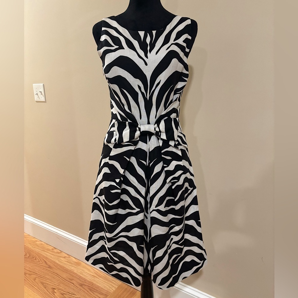 Kate Spade Play The Wild Card Jillian Zebra Print Cocktail Bow Dress Size 4